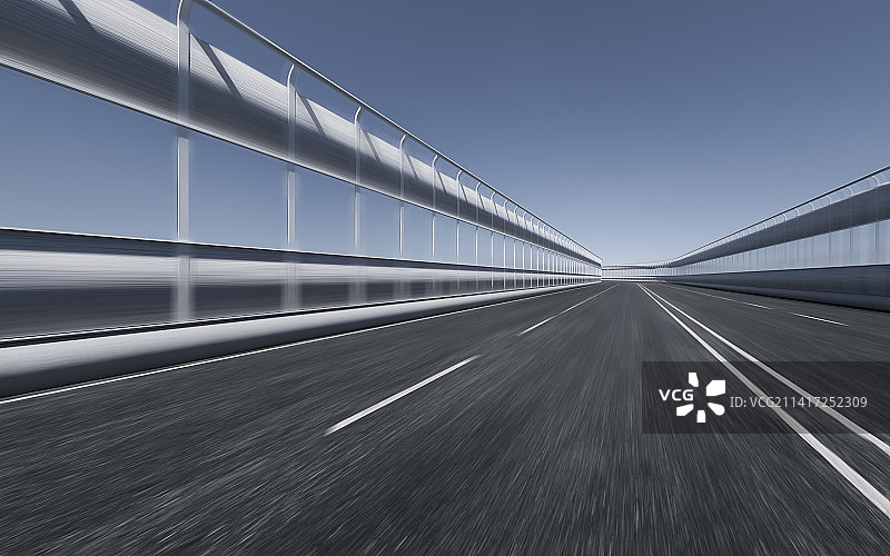三维渲染高架桥护栏公路路面图片素材