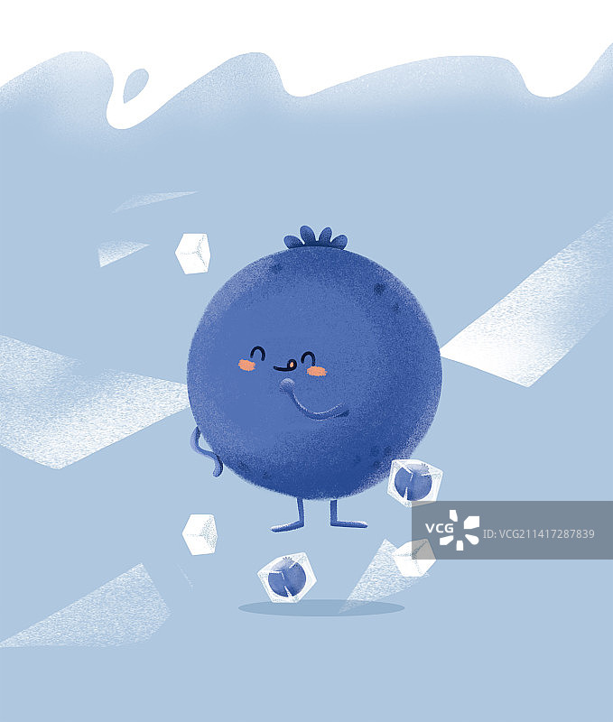 创意蓝莓冰块雪糕包装插画图片素材