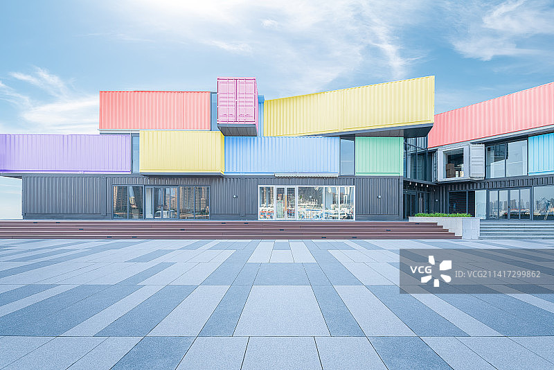 彩色集装箱建筑图片素材