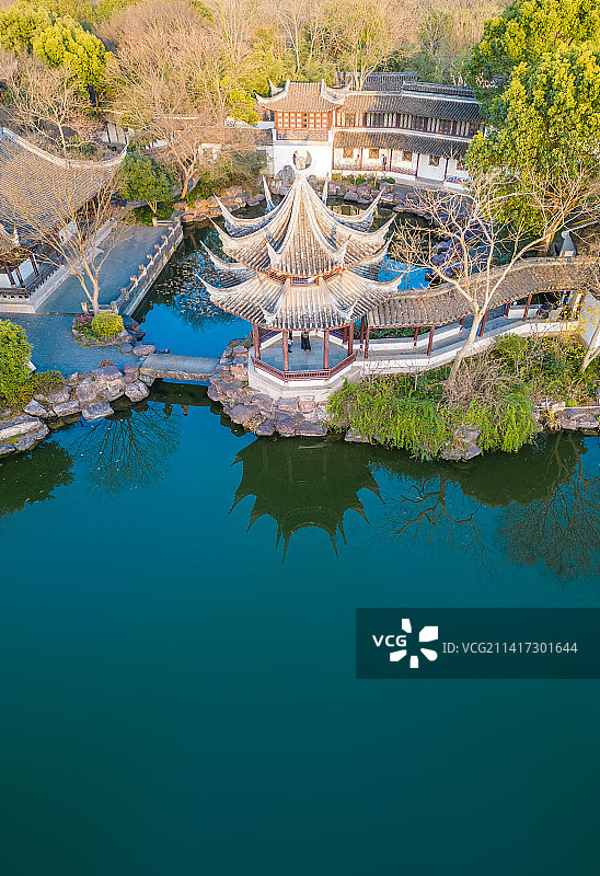 杭州西溪湿地高庄景区航拍图片素材