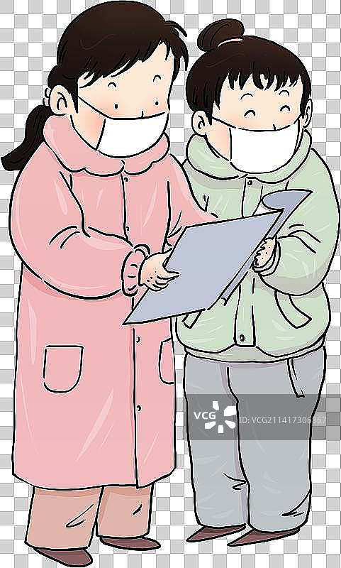 看文件的两个女孩人物元素图片素材