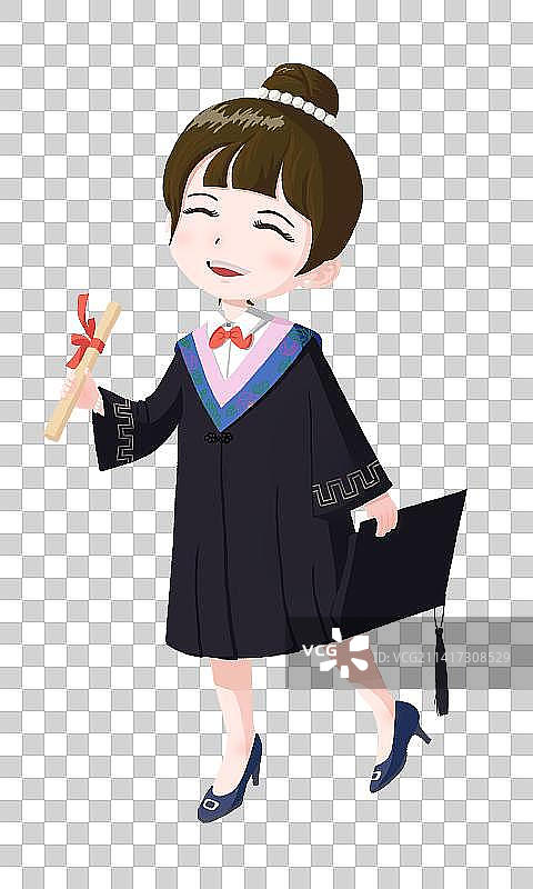 穿学士服的开心毕业女生免抠元素图片素材