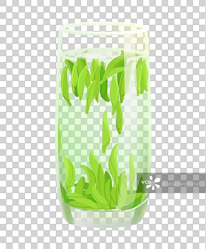 透明玻璃杯泡绿茶免抠元素图片素材