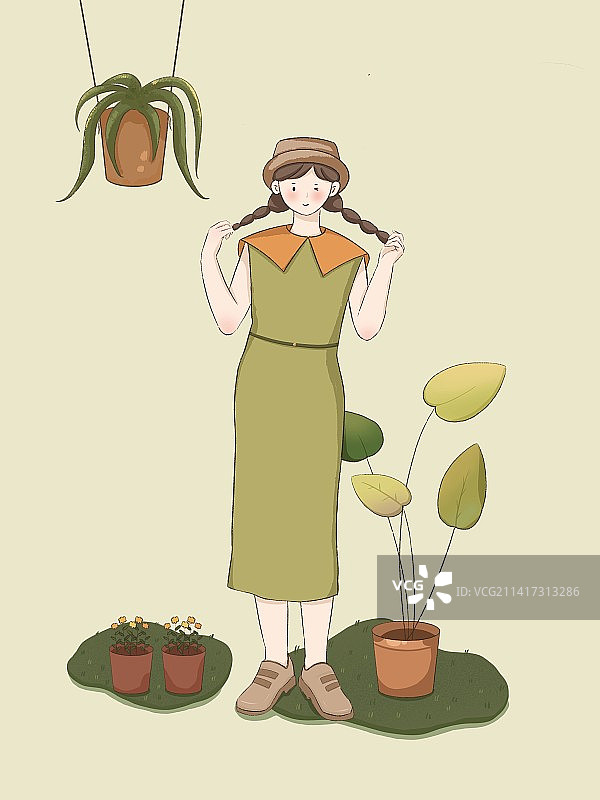 扁平风女生插画图片素材