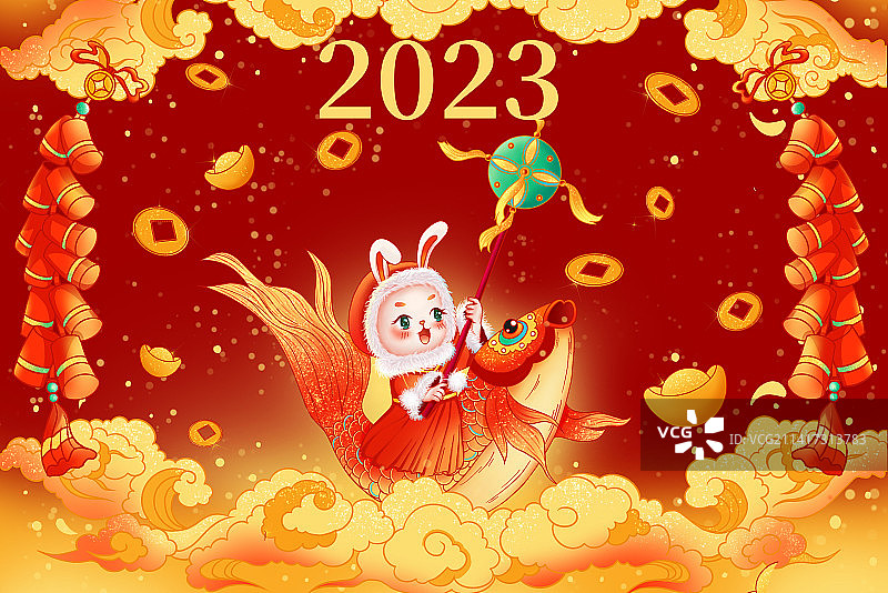 兔年年俗插画图片素材