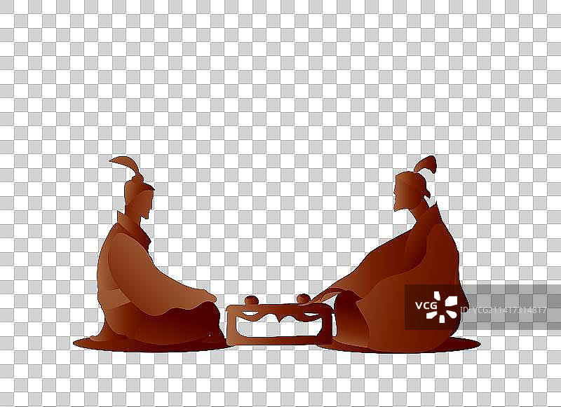 中国古代两人相对坐下交流聊天图片素材