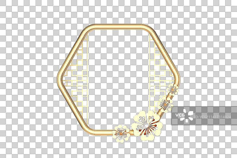 花窗中国风金色3D边框图片素材