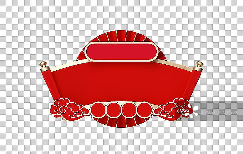 扇子画卷中国风3D边框图片素材