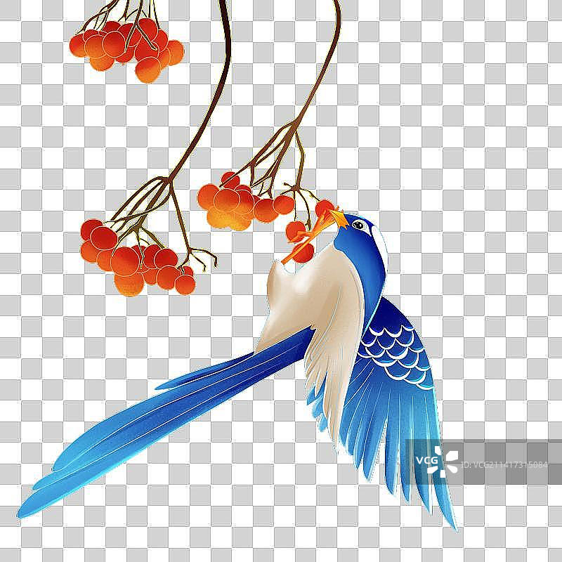 国风情人节喜鹊插画图片素材