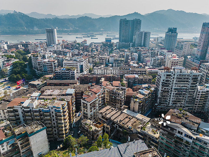 广西梧州城市建筑航拍万秀区图片素材