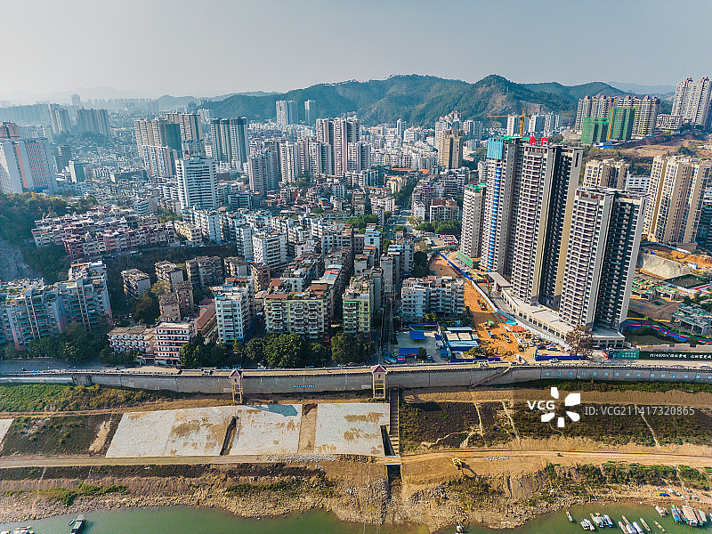 广西梧州城市建筑航拍万秀区图片素材