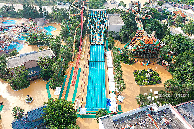 湛江吴川鼎龙湾德萨斯水上世界航拍全景图片素材