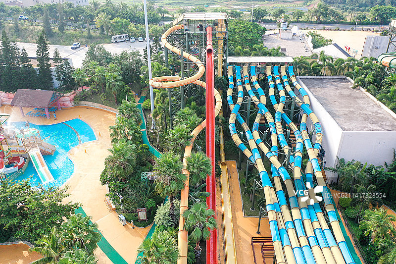 湛江吴川鼎龙湾德萨斯水上世界航拍全景图片素材