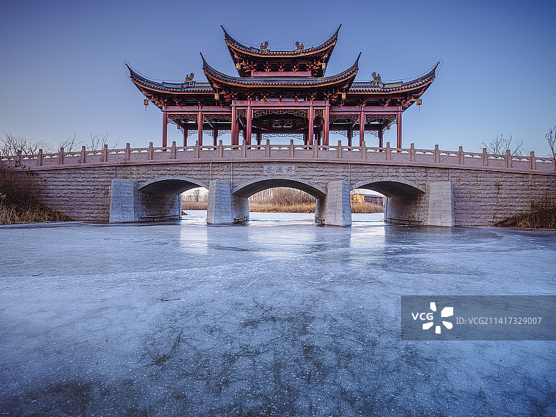 漳泽湖冬日景观图片素材