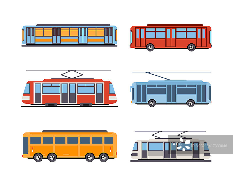 有轨电车或电车，以及作为轨道车辆的火车图片素材