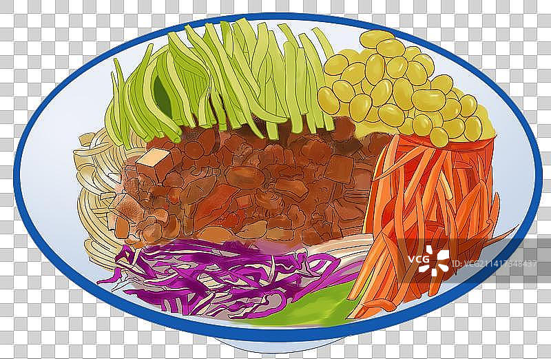 炸酱面面食食物食品食用食材美食面条插画图片素材