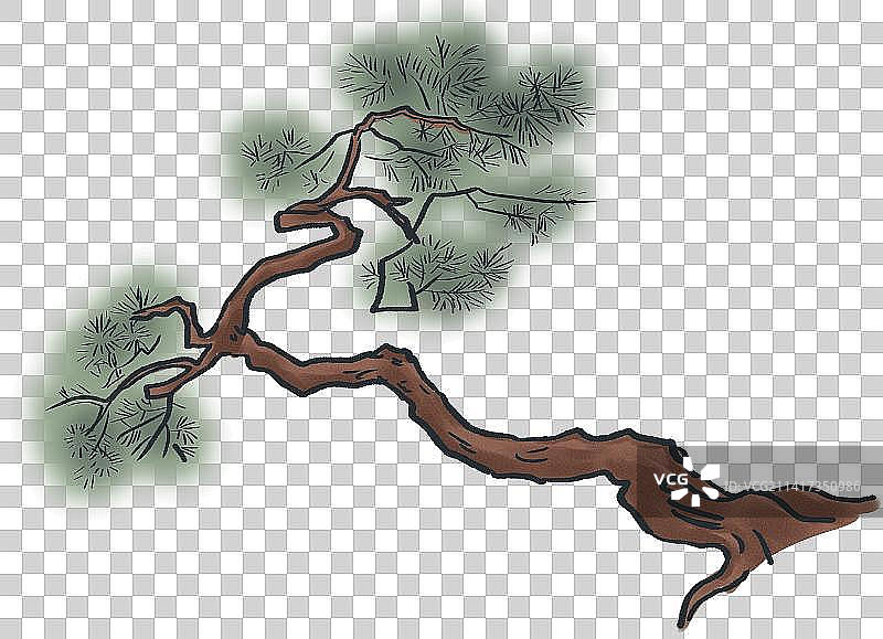 中国风新中式古风古典传统中国画松树植物元素插画图片素材