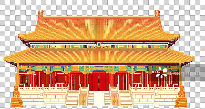 中国文化传统古建筑北京地标故宫紫禁城皇宫宫殿亭台楼阁元素插画图片素材