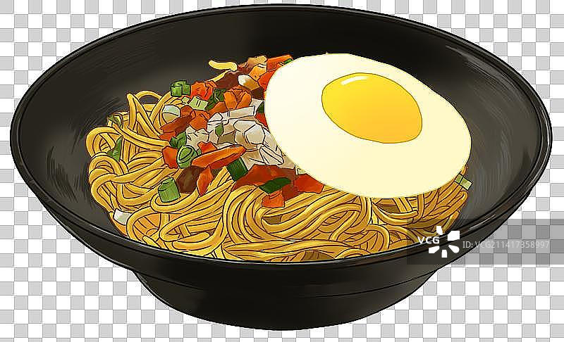 热干面牛肉面鸡蛋面面食食物食材美食小吃元素插画图片素材