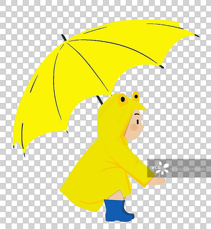 下雨天天气气候小孩子户外玩耍趣味插画图片素材