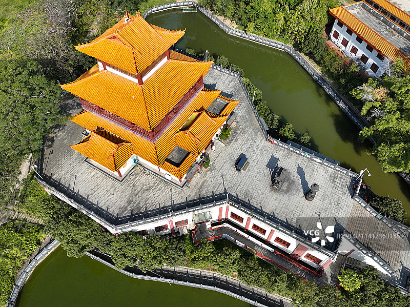 广东省深圳市龙岗区龙园公园龙兴寺航拍图片素材
