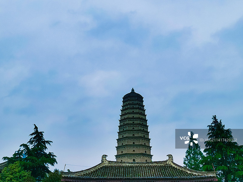 宝鸡市扶风县-著名旅游景点古代建筑-法门寺图片素材