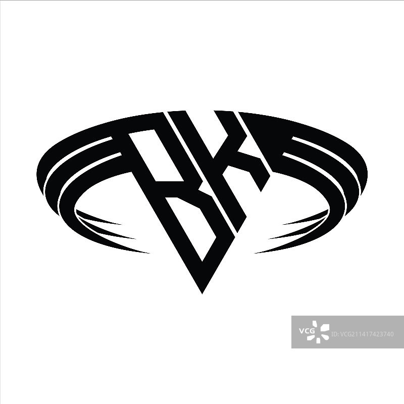 BK字母三角形切片首字母组合标志图片素材