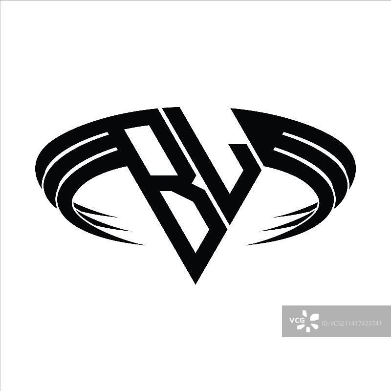 带有三角形切片的BL标志字母组合图片素材