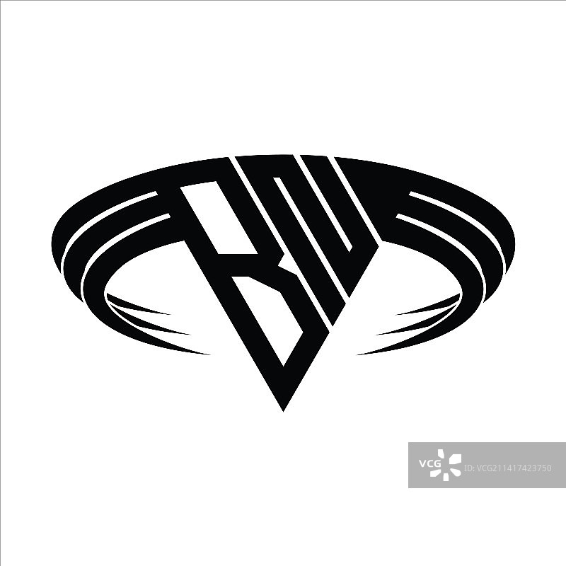 带有三角形切片的BN标志字母首字母图片素材