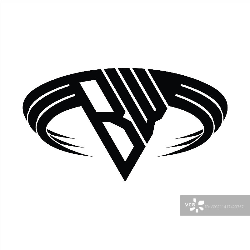 三角形切片BW字母组合标志图片素材