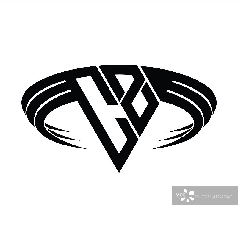 带有三角形切片的CZ字母组合标志图片素材