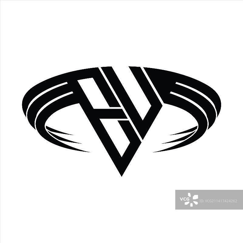 带有三角形切片的EU字母组合标志图片素材