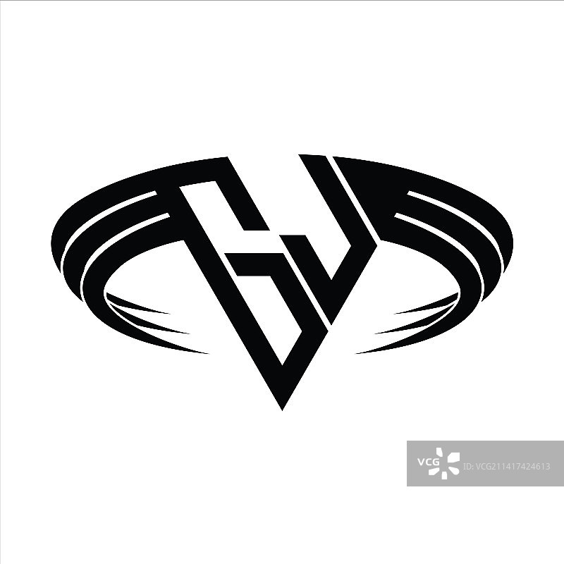 GJ字母标志，三角形切片单字母组合图片素材
