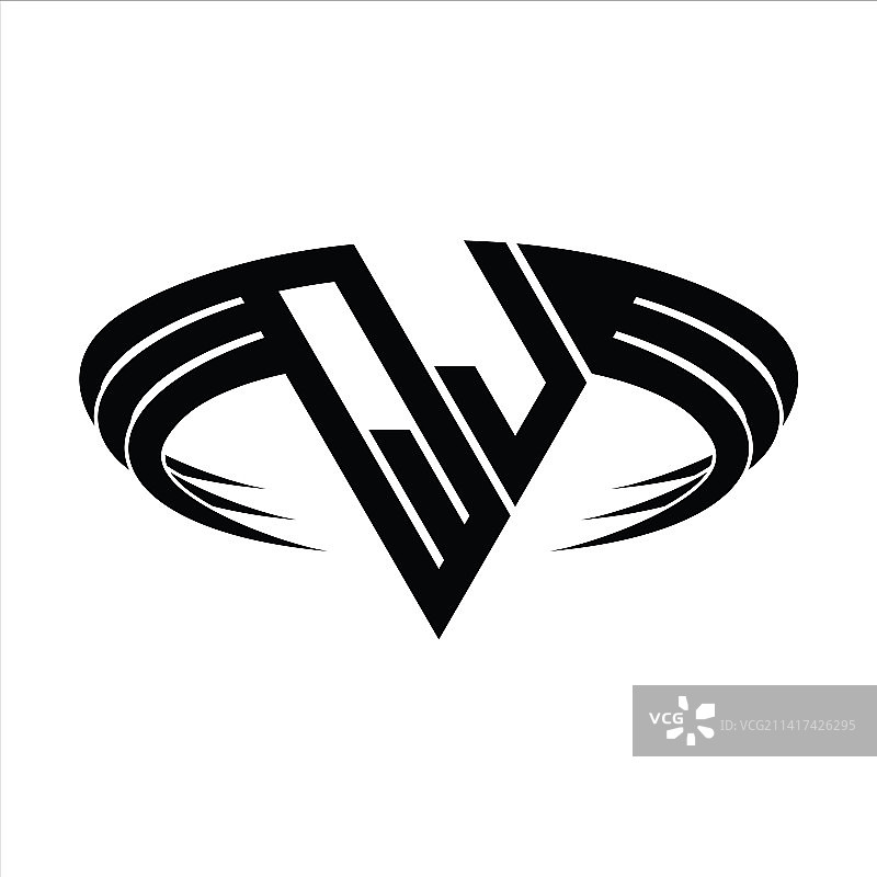 带三角形切片的QJ字母组合标志图片素材