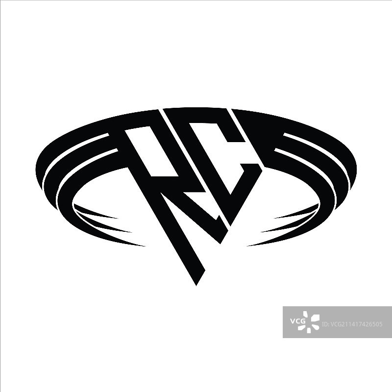 三角形切片RC字母组合标志图片素材
