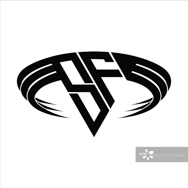 带有三角形切片的SF字母标志图片素材