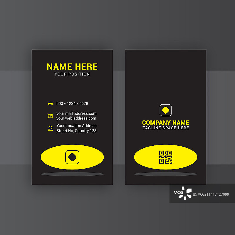 带有黄色形状的黑色名片设计图片素材