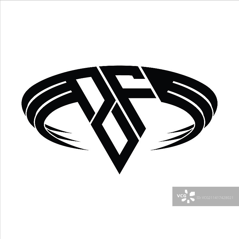 三角形切割字母ZF标志图片素材