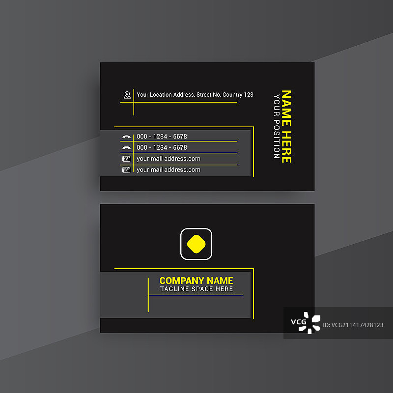 带有黄色形状的黑色名片设计图片素材