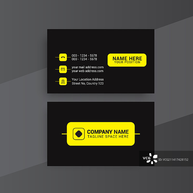 带有黄色形状的黑色名片设计图片素材