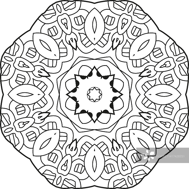手绘Zentangle曼陀罗填色页图片素材