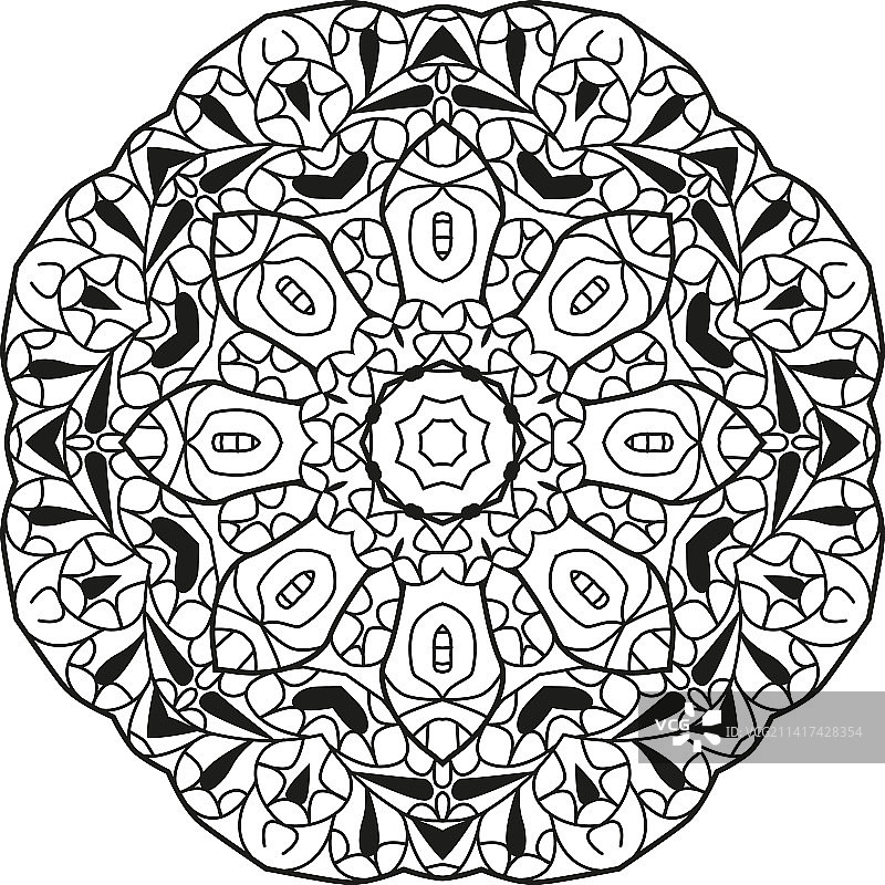手绘Zentangle曼陀罗填色页图片素材