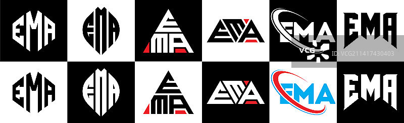 六边形EMA字母标志设计图片素材