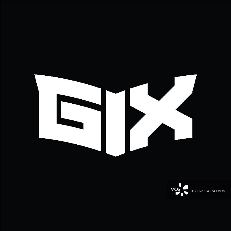 GX标志单字母盾牌切片形状设计图片素材