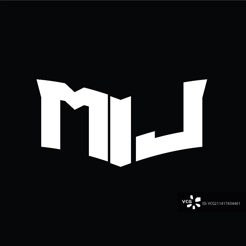 mj标志单字母盾牌切片形状设计图片素材
