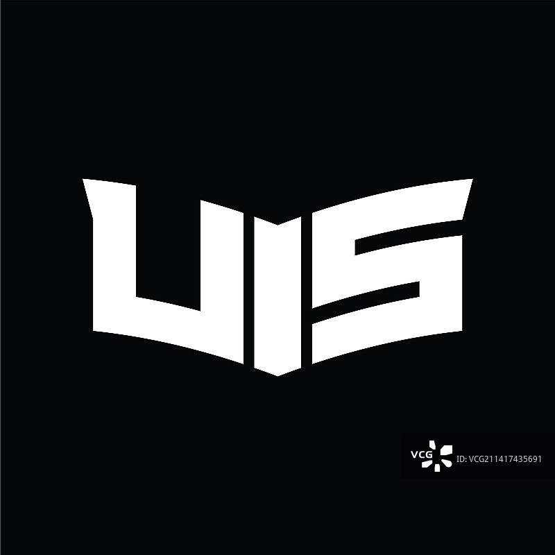 带有盾牌切片形状设计的美国logo单字母组合图片素材