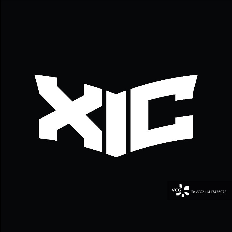 盾牌切片造型XC字母组合标志设计图片素材