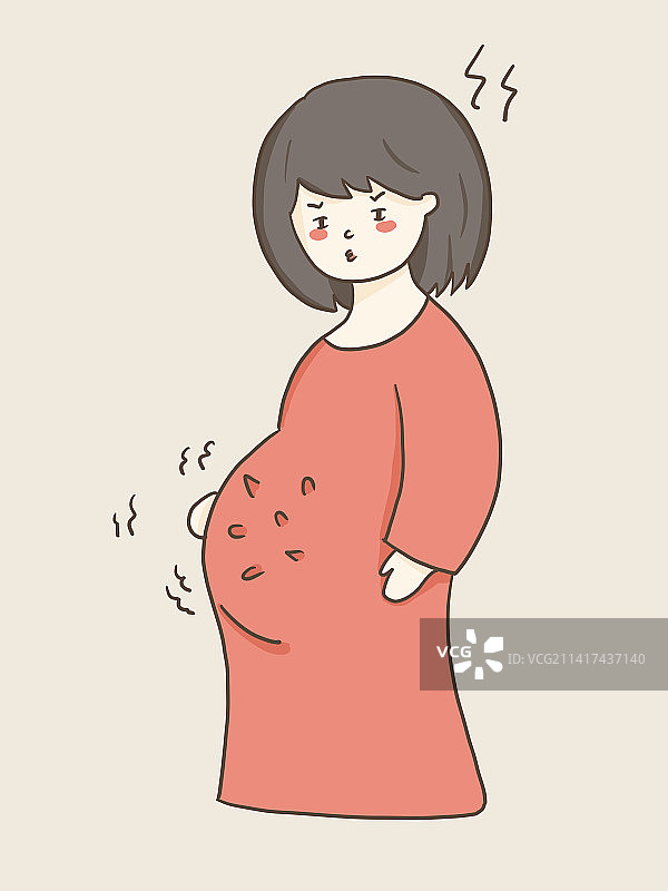 胎儿在孕妈肚子里活跃跳动插画图片素材