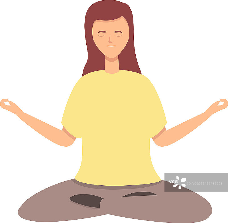 女人冥想卡通图标，缓解压力图片素材