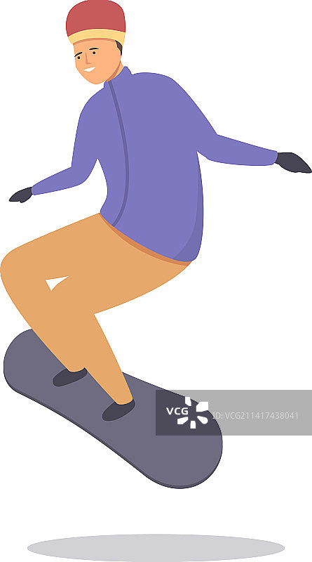 跳跃滑雪板图标卡通运动儿童图片素材